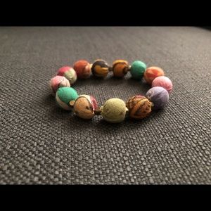 Fabric-Covered Beaded Bracelet